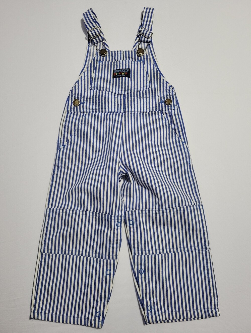 Vintage Land's End Blue & White Striped Overalls "Roveralls"